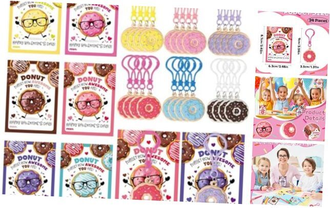 Sweet Donut Keychain Valentine's Day Gift Party Favor Set of 24