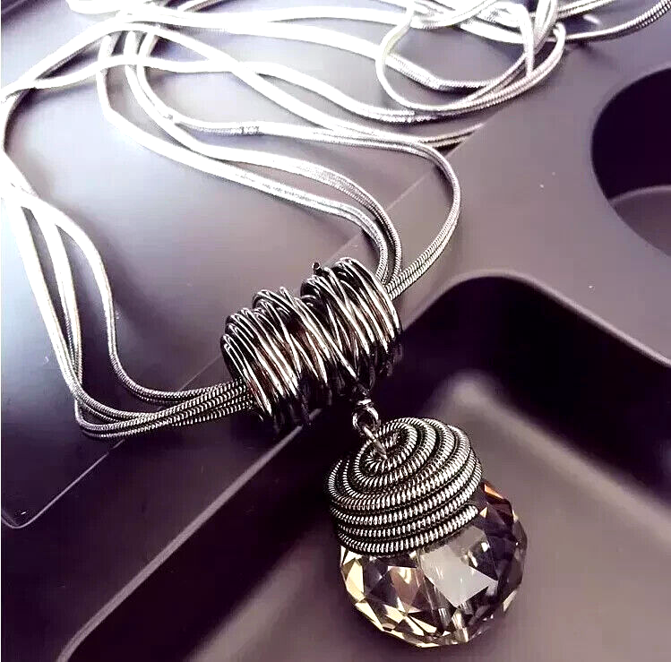 Sexy Long Necklace Black Chain Drop Crystal Women 8 Style Maxi Necklace Jewelry