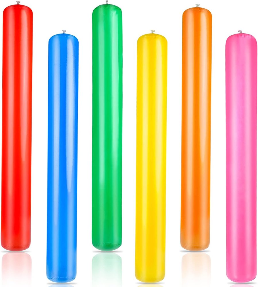 6PCS 41-Inch Colorful Inflatable Pool Noodles for Swimming Fun