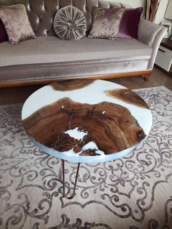 Round Epoxy Coffee Table, Round Coffee Tables, Live Edge Epoxy River Table Gifts