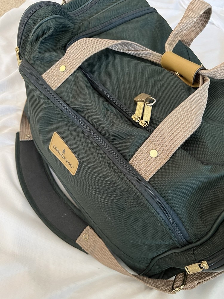 London Fog Oakland Green Duffel Carry On Travel Shoulder Bag  