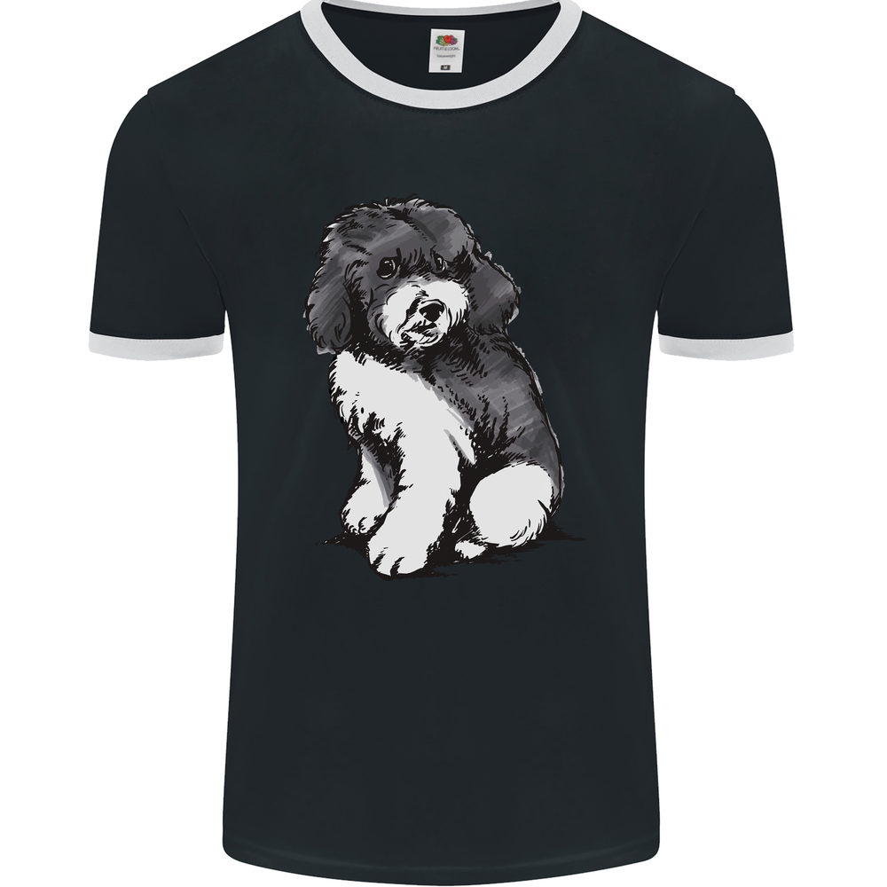 Harlequin Poodle Sketch Mens Ringer Tee by Fruit of the Loom