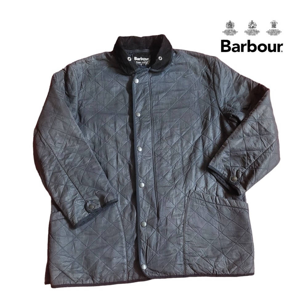 Vintage 90's BARBOUR Quilted Jacket D211 Windbreaker Blue Color -  size XL