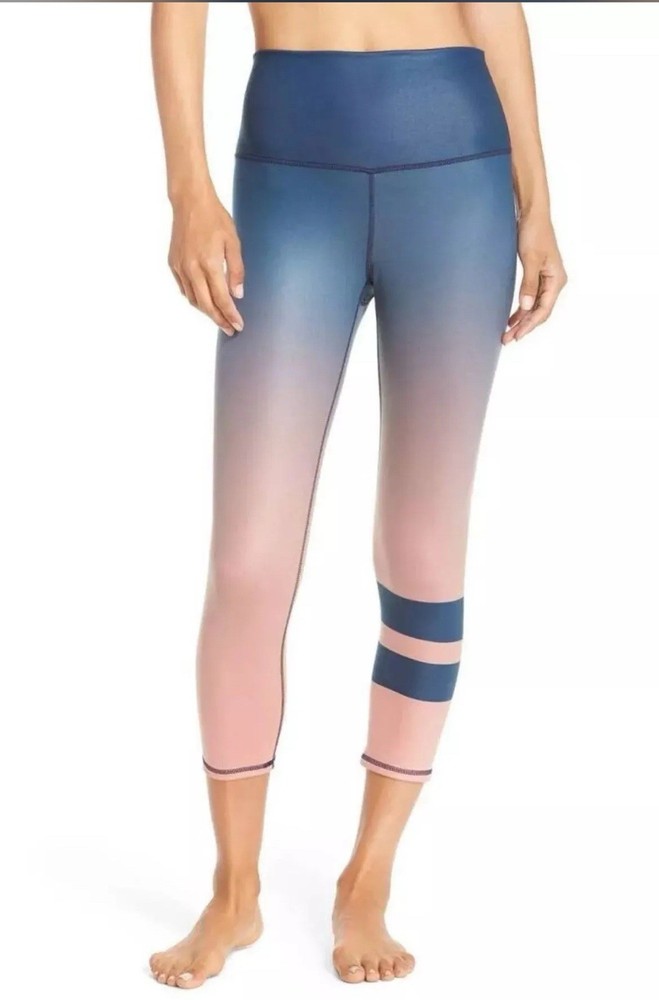 Alo High Waist Airbrush Ombre Pink Blue Capri Leggings XS