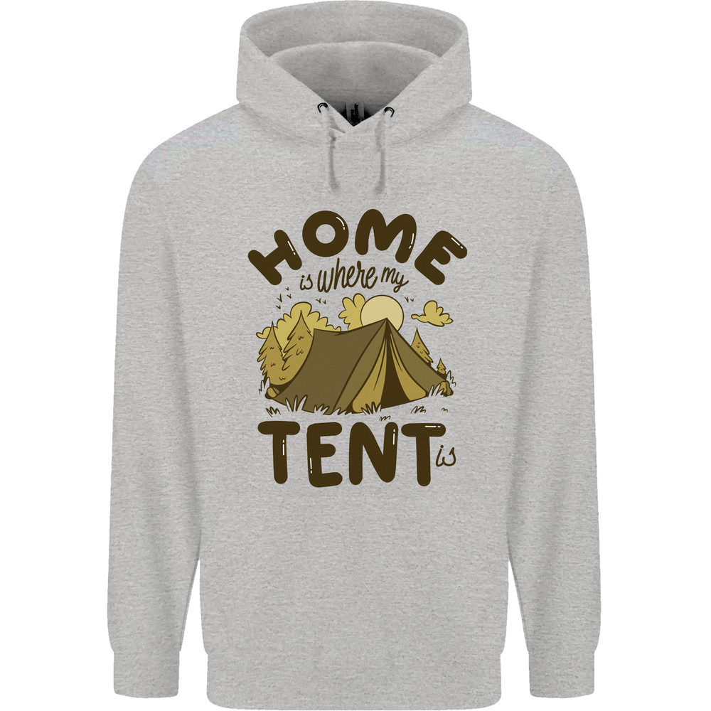 Home is Where My Tent is Funny Camping Mens 80% Cotton Hoodie