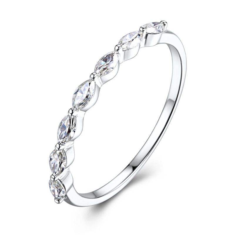 1/2ct Marquise Moissanite Engagement Ring in Sterling Silver Luxe Band