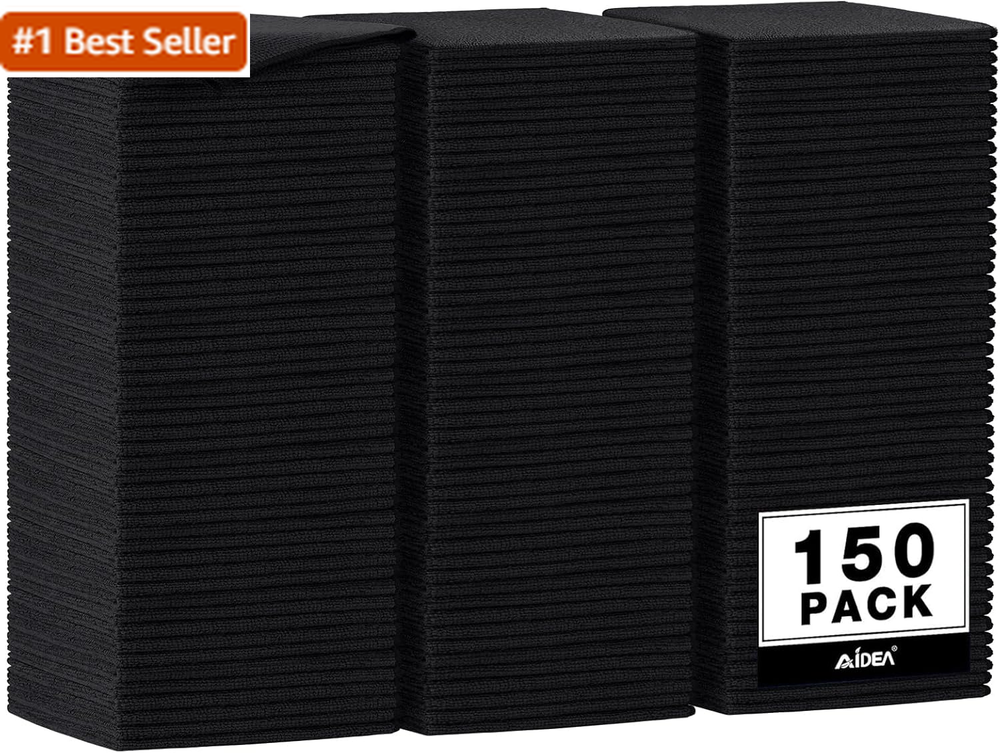 AIDEA Microfiber Cleaning Cloth Black 150PK, Microfiber Towels for Cars, Premium