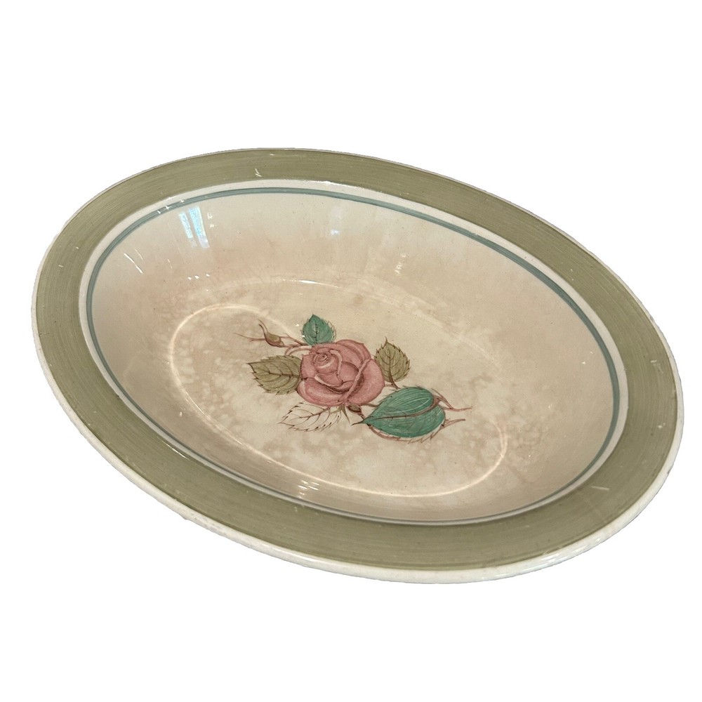 Antique Pink Rose Green Rim Susie Cooper England 10