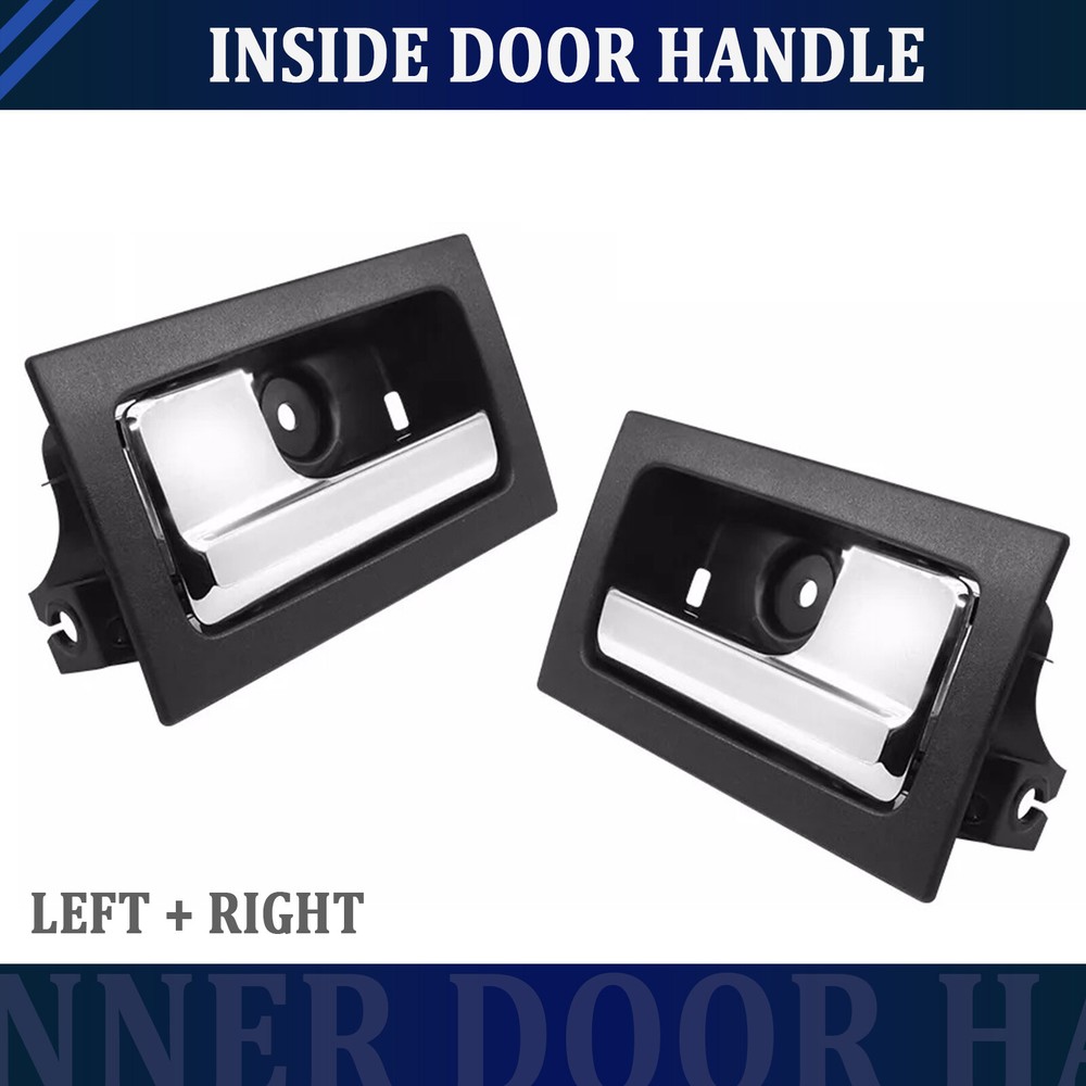 Silver Black Inside Door Handle Pair for Ford F150 2009-14 Passenger & Driver Side