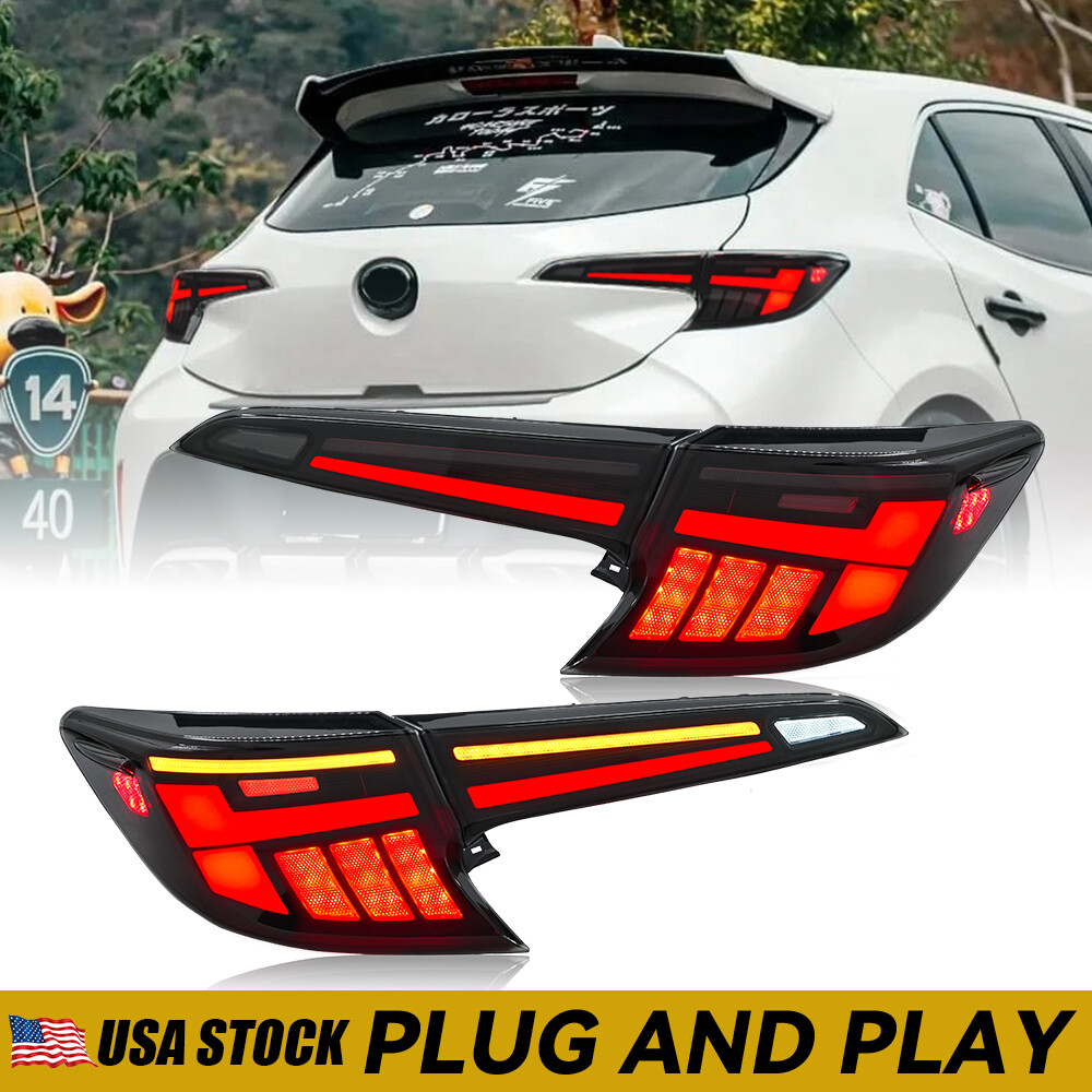 Pair Smoked LED Tail Light For Toyota GR Corolla Hatchback 2019-2025 Rear Lamps