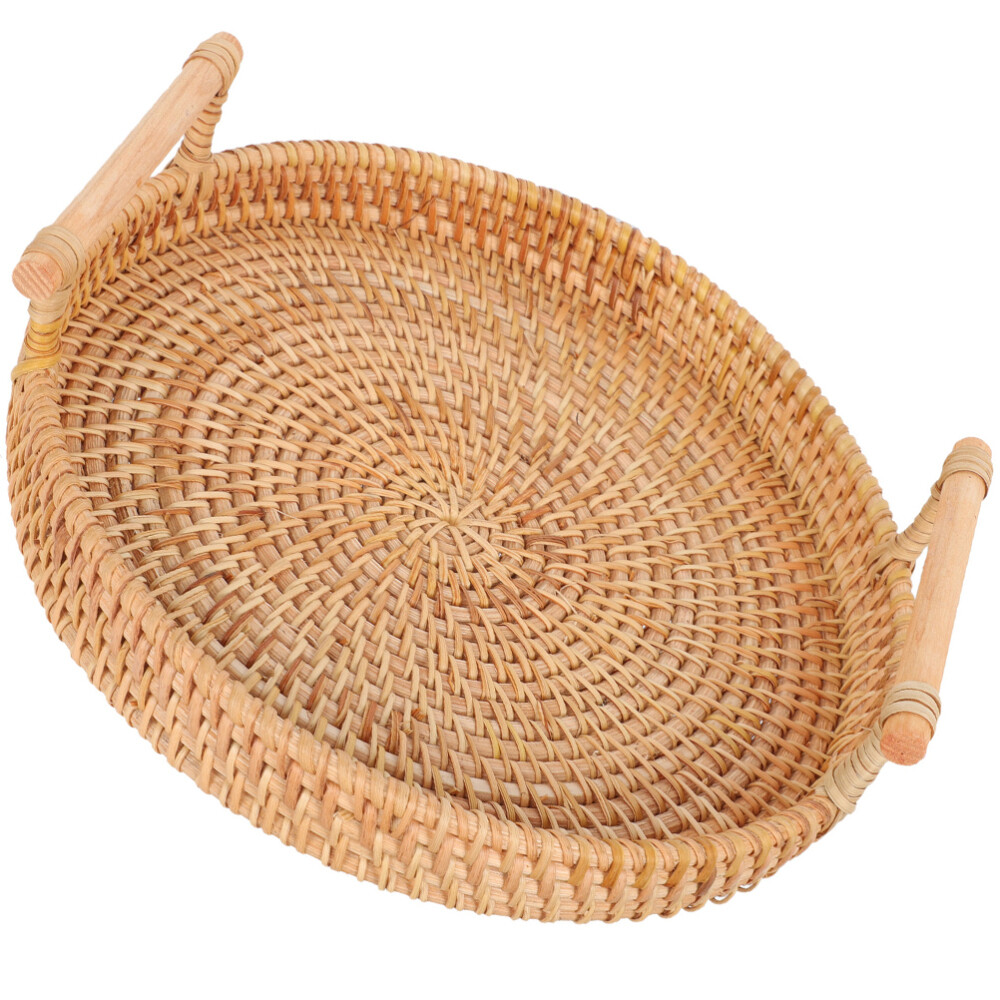 Large Round Decorative Baskets Small Table Plateau Rattan Tray