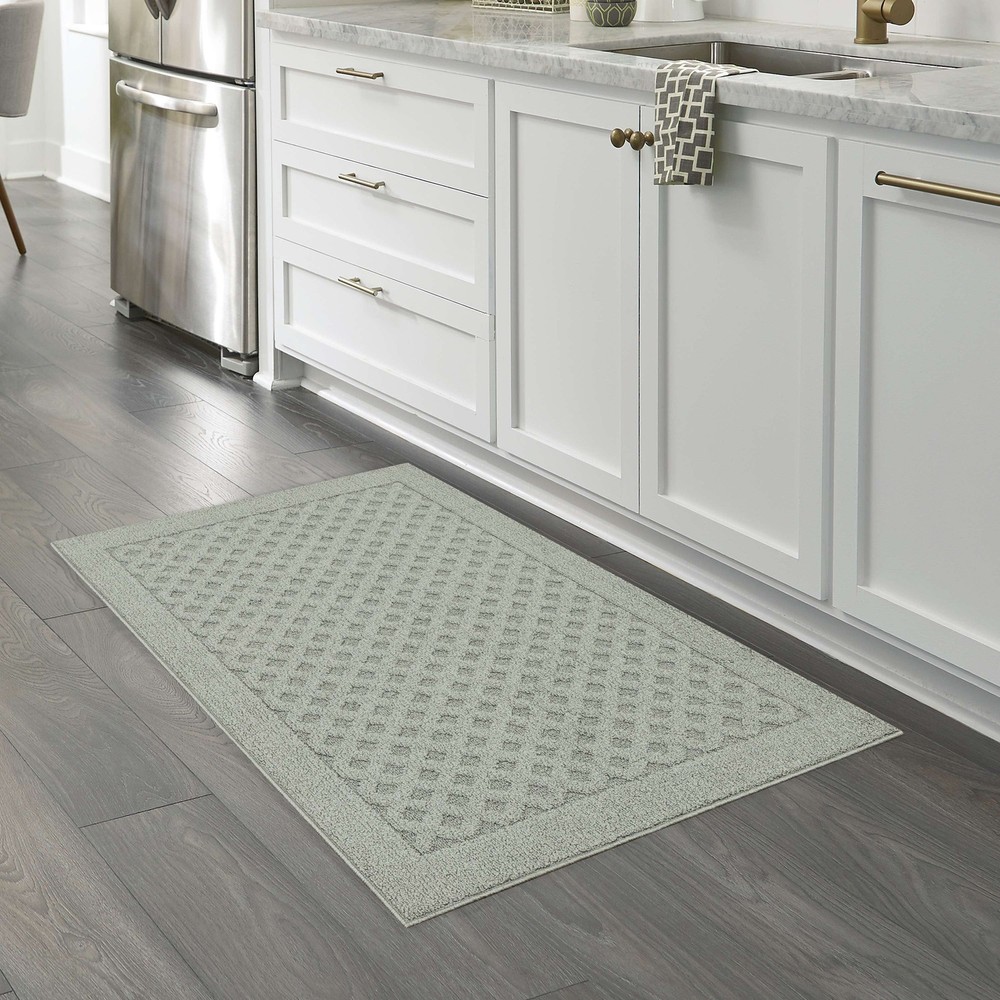 2x4 Mainstays Dylan Pewter Gray Diamond Pattern Indoor Area Rug