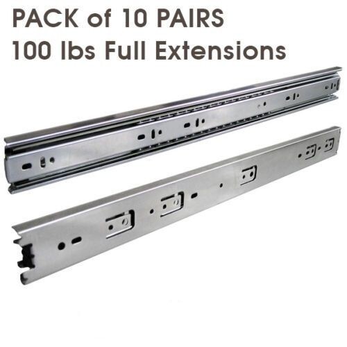 16 Inch Heavy Duty Full Extension Ball Bearing Drawer Slides 100lb Capacity 10 Pairs-image