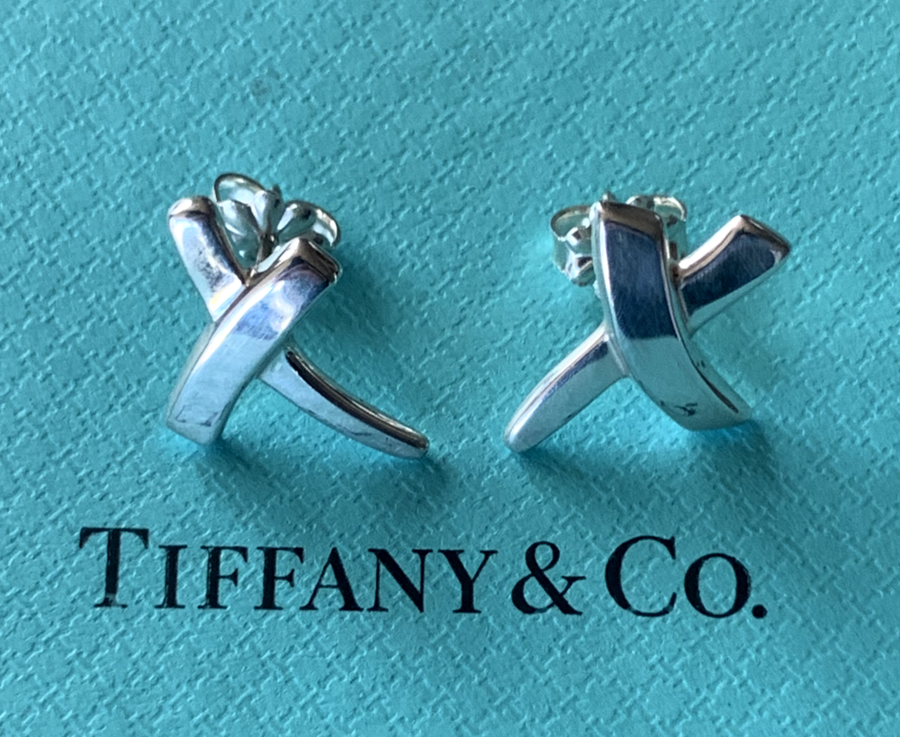 Tiffany & Co Paloma Picasso Love & Kisses  X  Earrings Sterling Silver 925