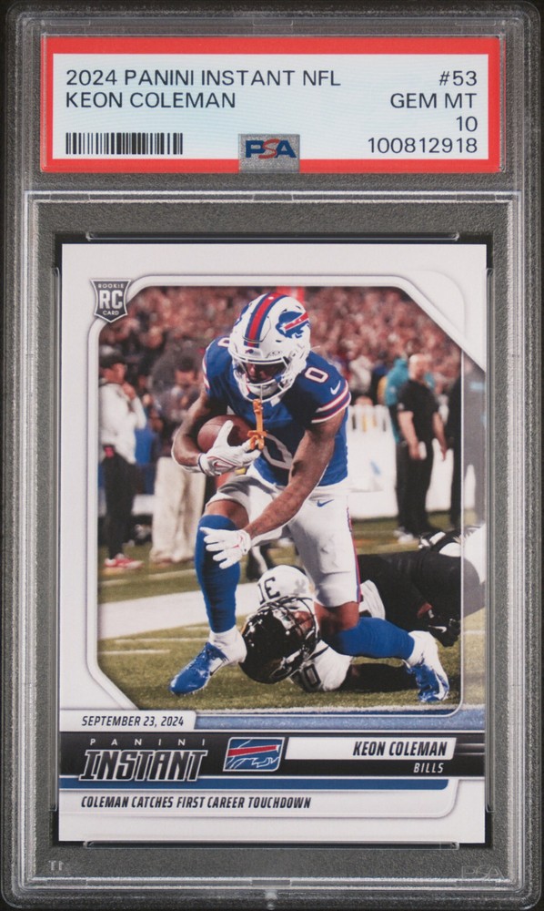 2024 Panini Instant Keon Coleman 53 1st Touchdown PSA 10 Gem Mint Rookie Card