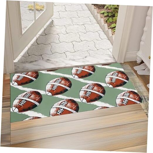 Football Themed Non-Slip Front Door Mat 17x29.5 for Indoor or Outdoor Use