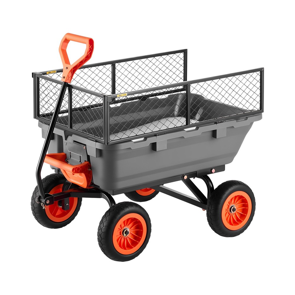 Uimoso Garden Utility Cart with 800lbs Capacity, Poly Body, Storage Fence Wheels