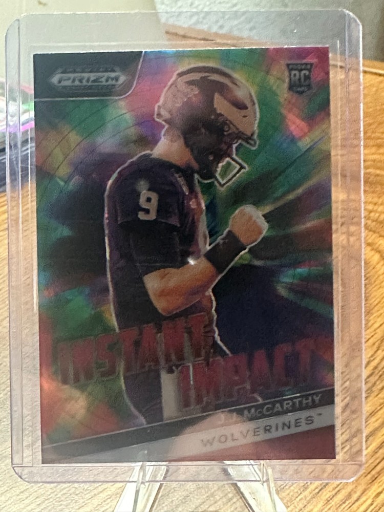 J J McCarthy 2024 Panini Prizm Draft Picks Instant Impact Rookie Card RC #II-JJM
