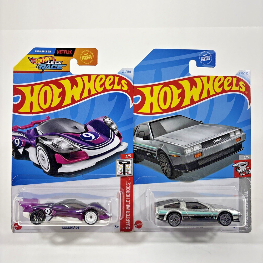Hot Wheels Super Treasure Hunt Celero GT & Regular Treasure Hunt DMC Delorean