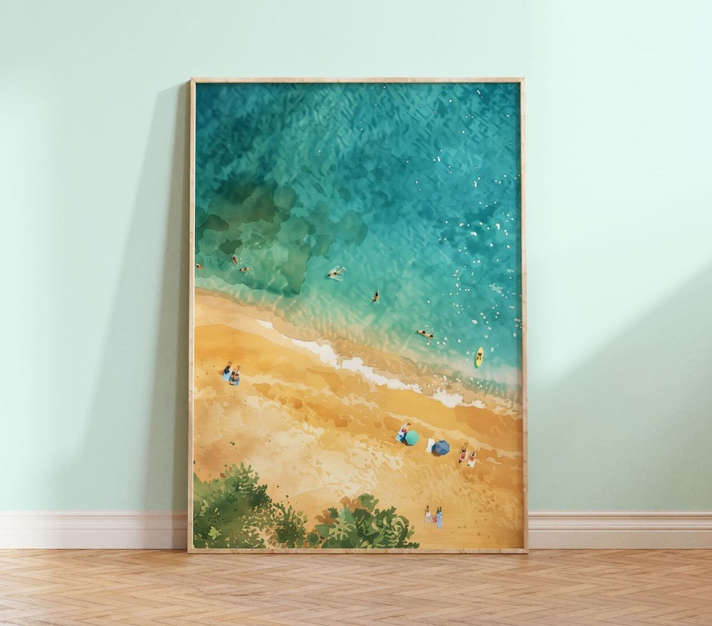 Tropical Beach Art Print  Wall Art  Coastal Summer Print  Ocean Home Decor