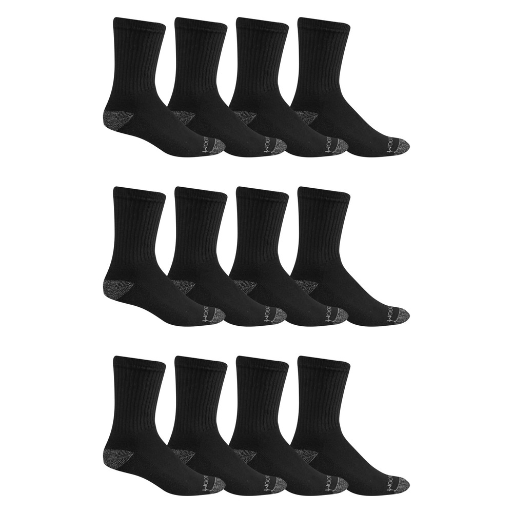 Men's Dual Defense Crew Socks (12 Pack), Black, Medium (6 - 12)