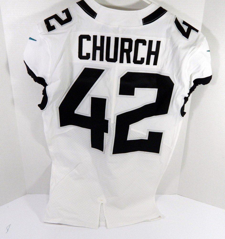 2018 Jacksonville Jaguars Barry Church #42 Game Issued White Jersey 40 DP48796