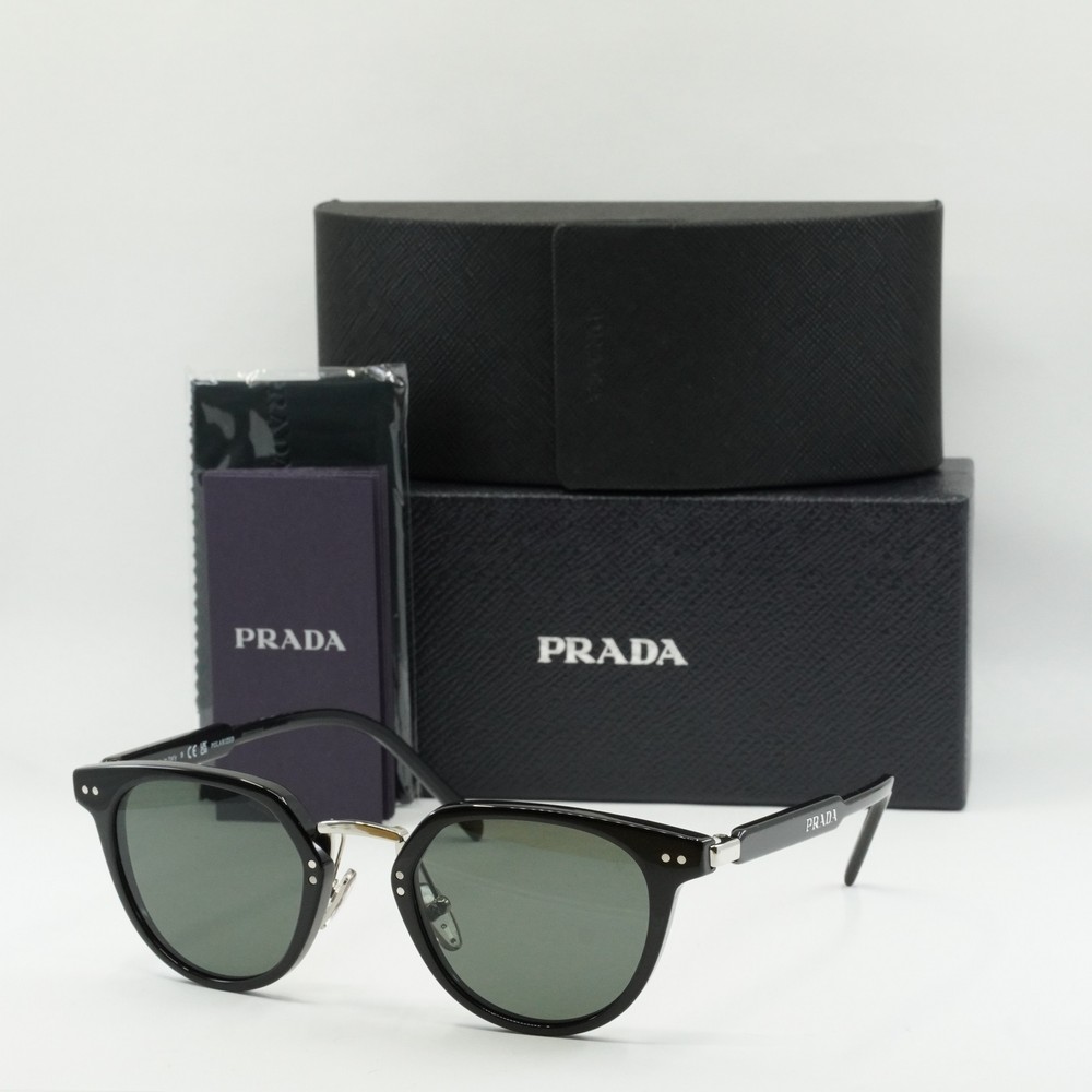 Prada PR17YS Black Green Polarized 49mm Sunglasses Authentic