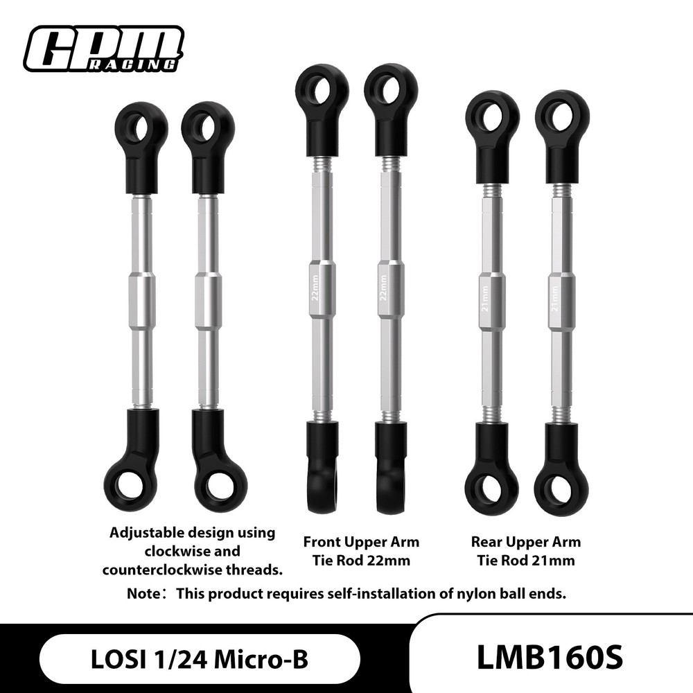 GPM Nylon+Stainless Steel Adjustable Tie Rods For LOSI 1/24 Micro-B LOS-1767