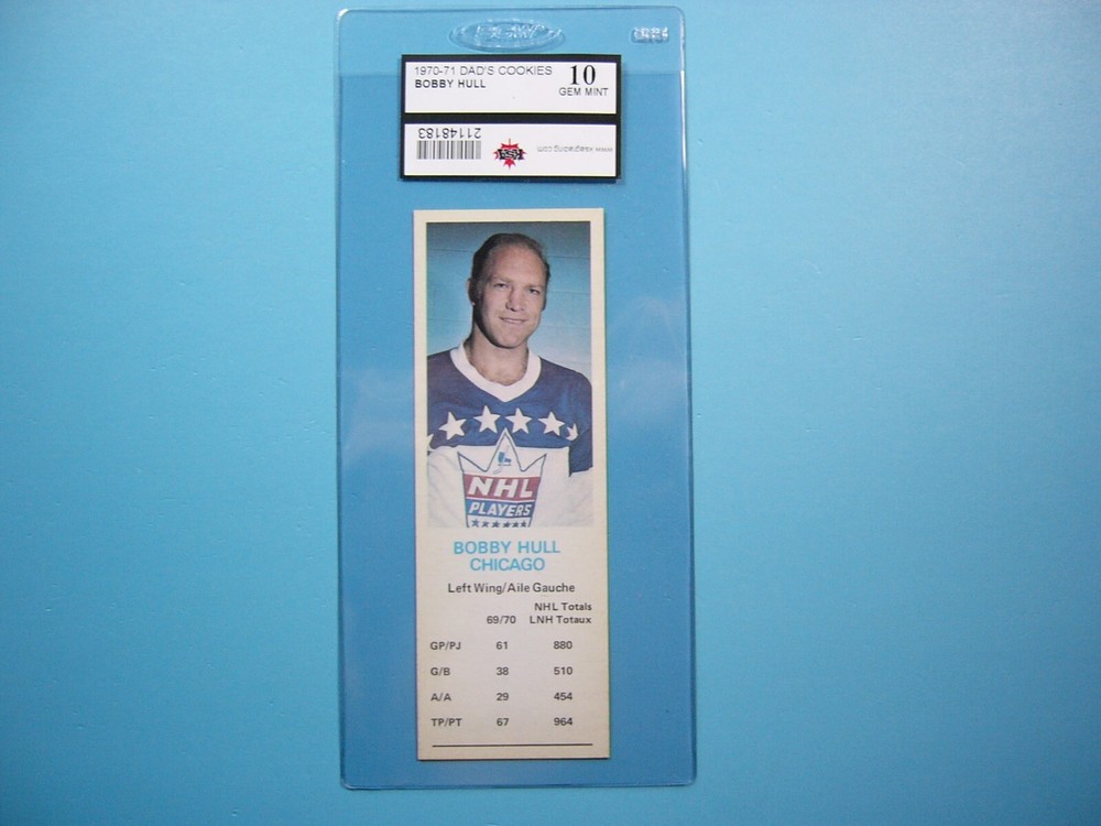 1970-71 Dad's Cookies NHL Bobby Hull Hockey Card KSA 10 GEM MINT