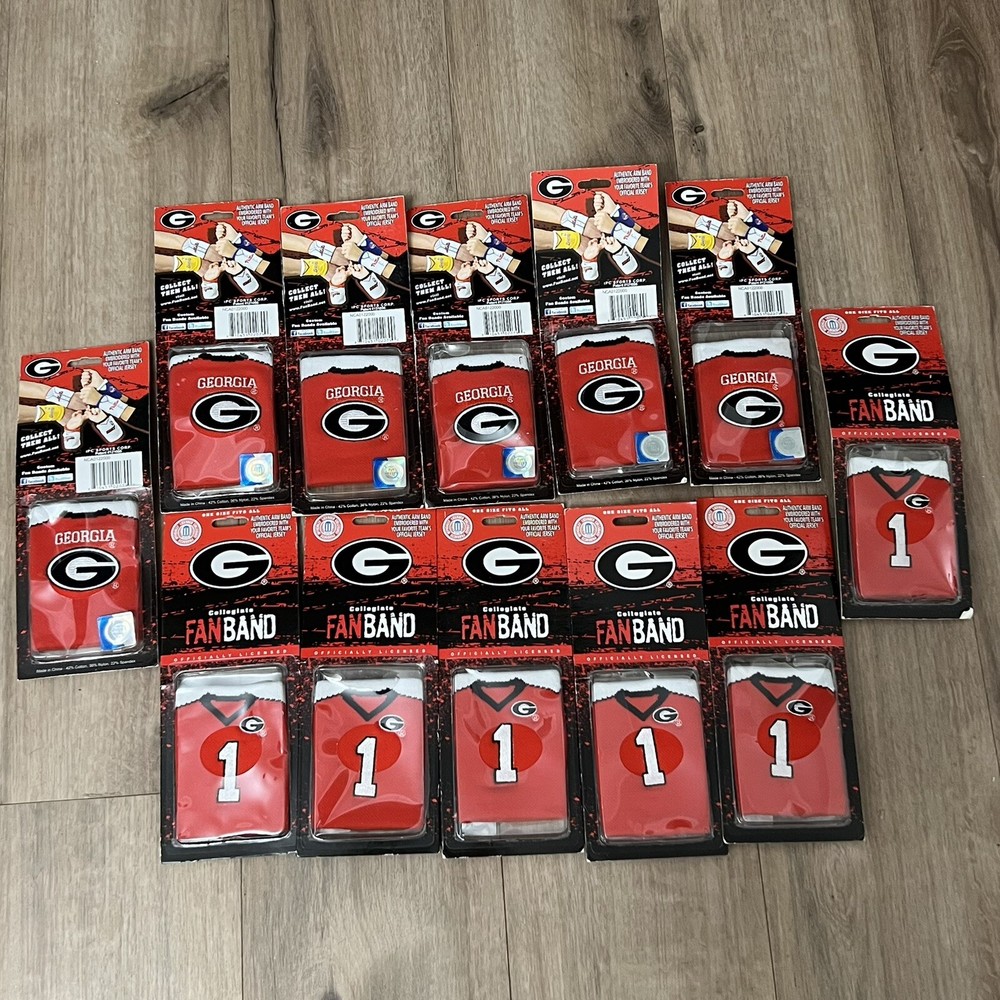 Georgia Bulldogs NCAA FanBand Koozie Wristband - Team Jersey Design (Pack of 12)