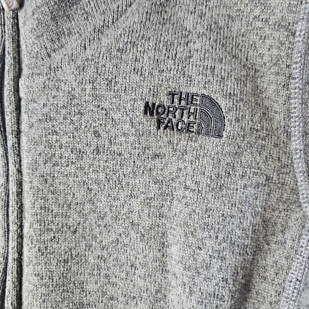 North Face Gray Fleece Zip Sweater for Women with Logo Sleeve Large