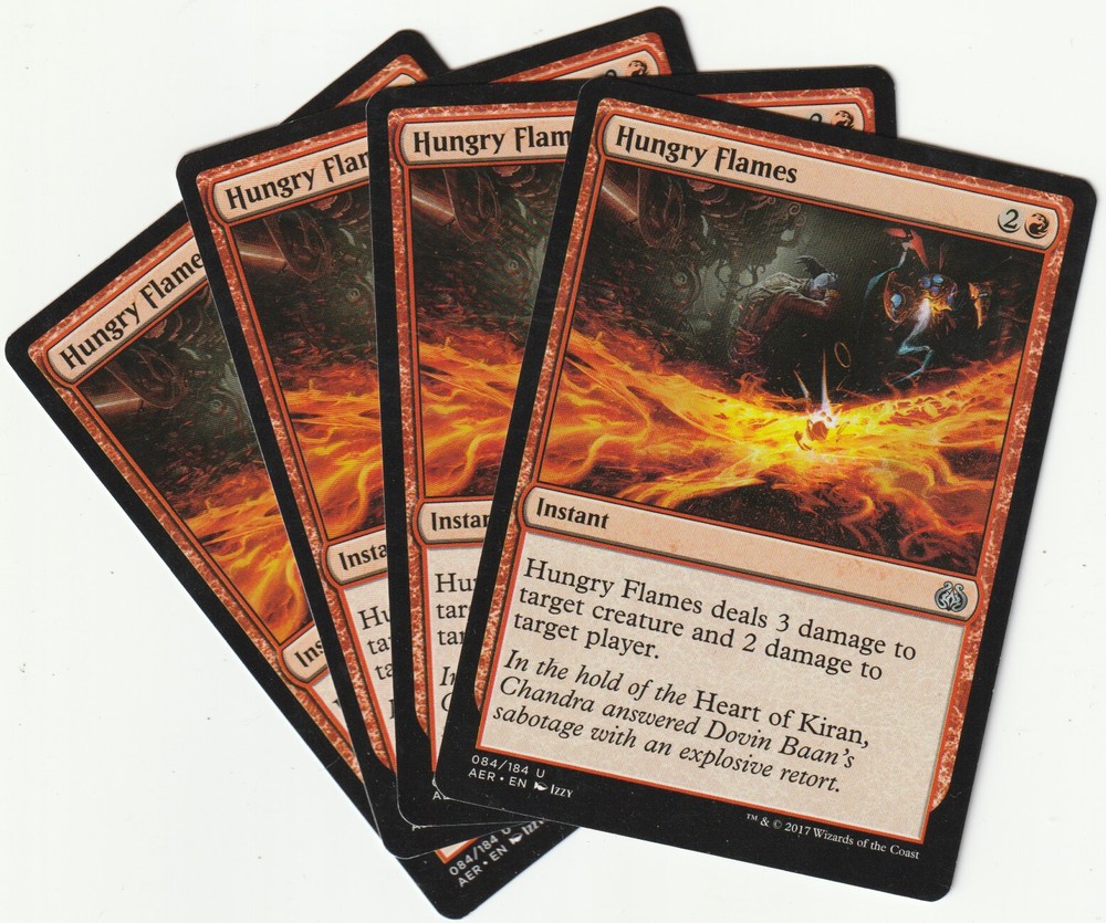 4x MTG Hungry Flames Red Instant Playset AER NM/EX Fast Shipping