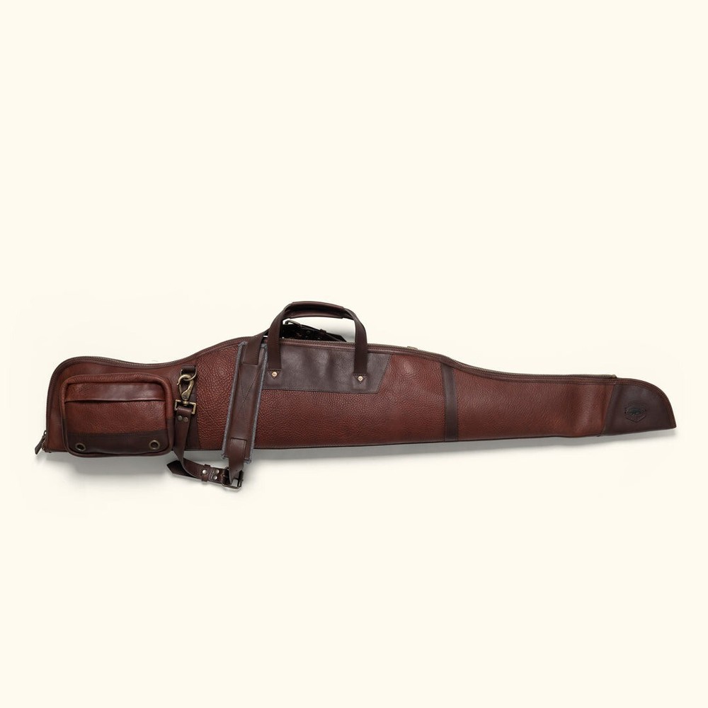 Slip Rifle Shotgun Case Real Brown Leather  Cow-Hide with Slings Size Customized