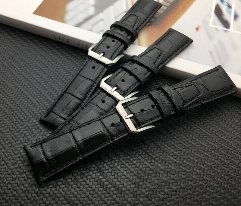 20 21 22mm Black Genuine Leather Strap Watchband For IWC PORTUGIESER CHRONOGRAPH
