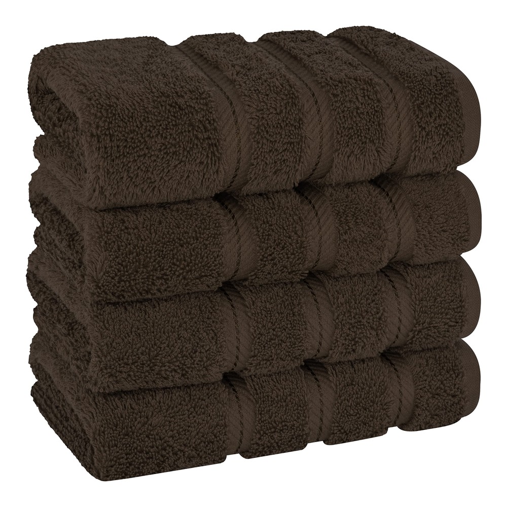 Luxury Turkish 100% Cotton Hand Towels Set of 4 600 GSM Brown