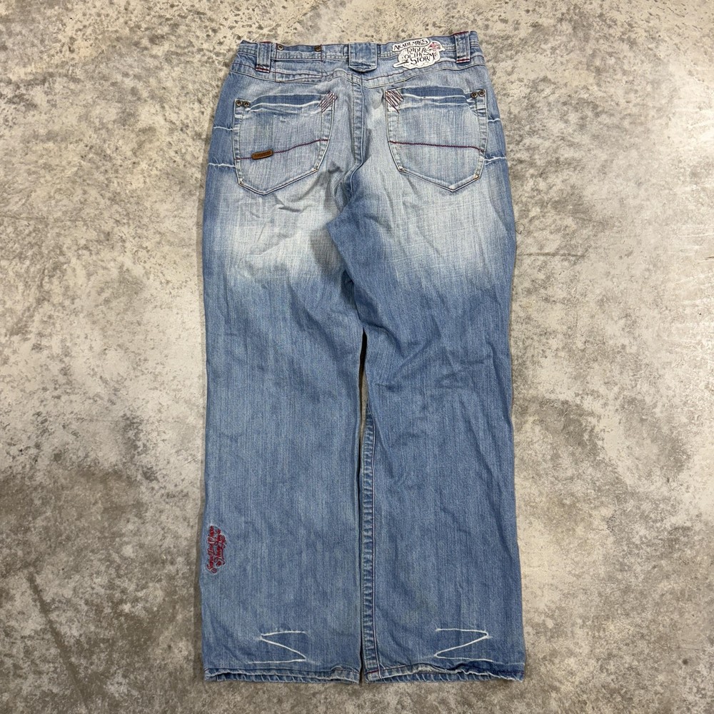 Vintage Akademiks Jeans Mens 36 Blue Loose Fit Baggy Wide Leg Denim Y2K 00s