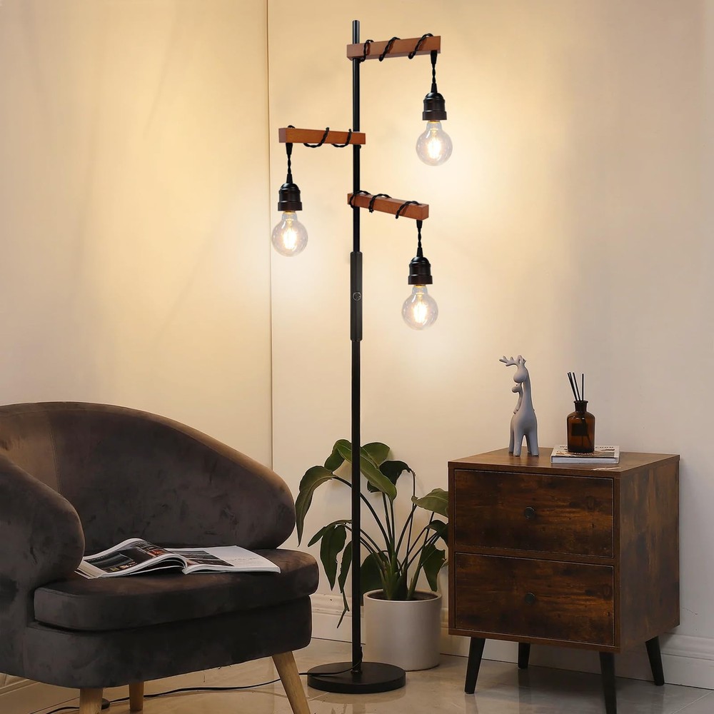 Dimmable Modern Farmhouse Industrial Floor Lamp for Living Room Bedroom Office