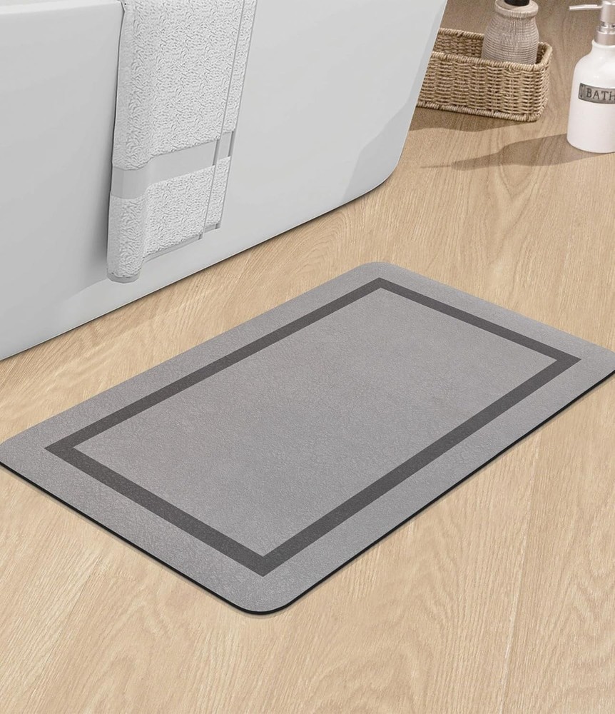 Chakme Ultra Thin 24x16 Grey Bathroom Mat Rugs Small Size
