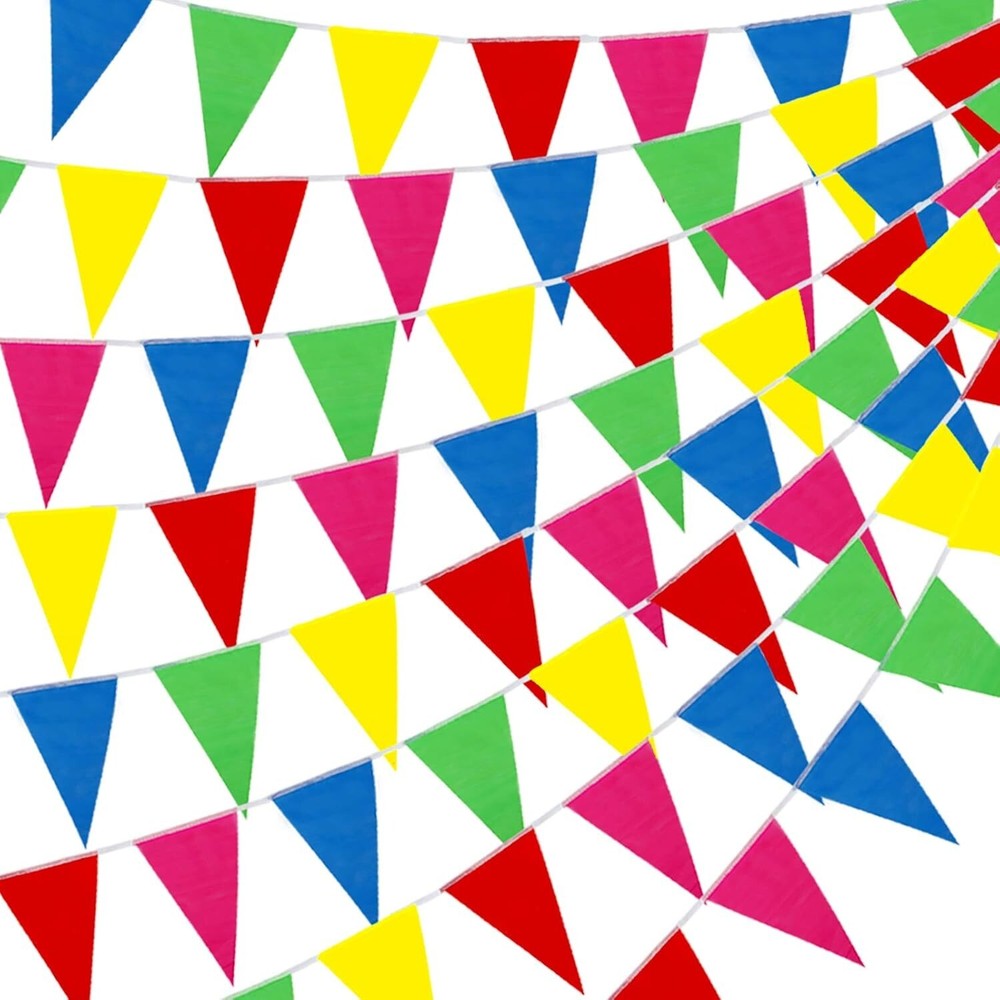 Car Dealer Supplies 300 Pcs Multicolor Pennant Banner Flags 375 Ft Nylon - Party