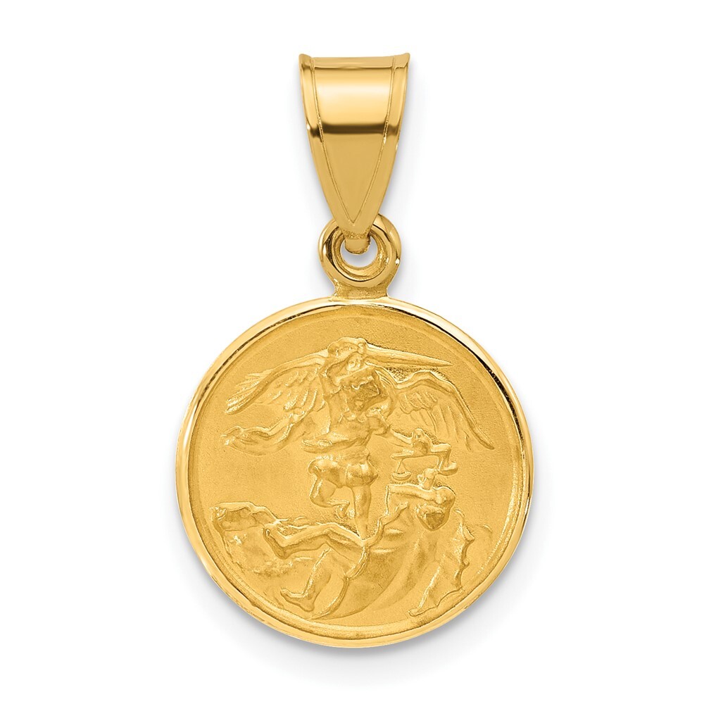 14k Yellow Gold Polished Solid St. Michael Medal Pendant L-0.84 Inch 1.33gm