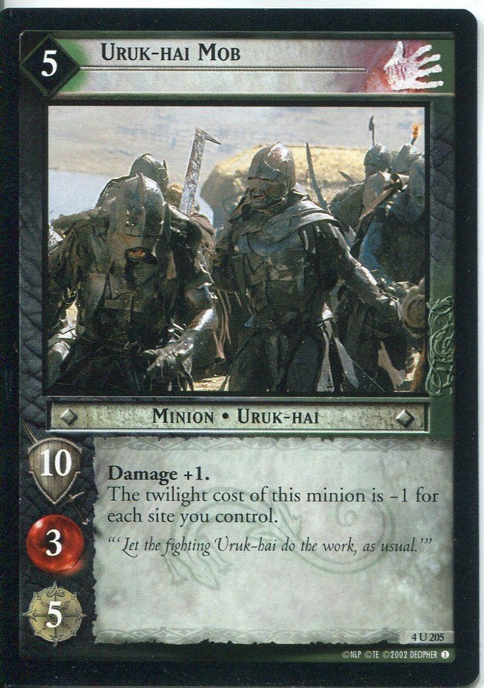 Lord Of The Rings CCG Card TTT 4.U205 Uruk Hai Mob