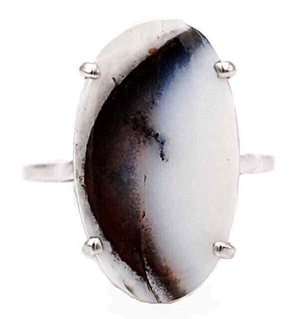Natural Winter Dendrite Opal 925 Solid Sterling Silver Ring Jewelry Sz 9 @16-3