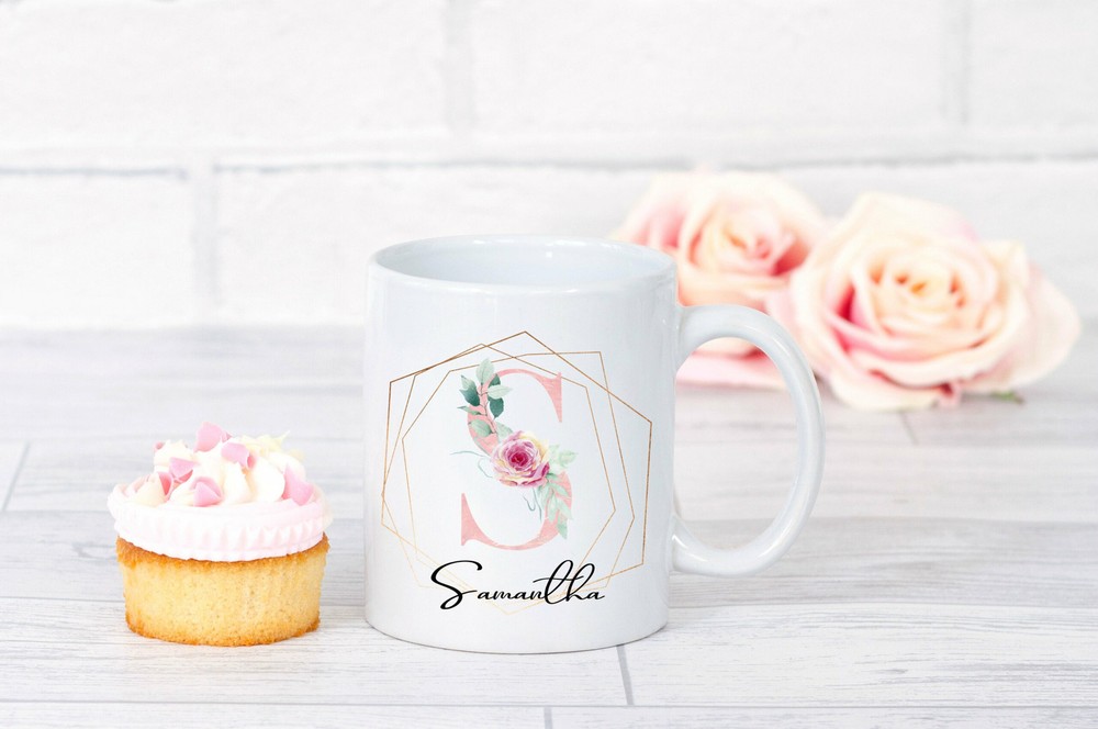 Personalized Floral Monogram Mug Initial Mug Customizable Mug Gift For Mother