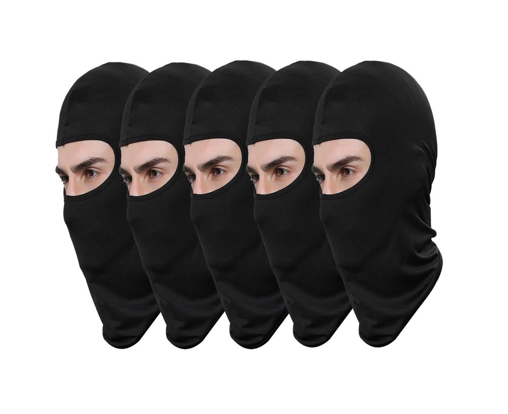 Pack of 5 Black Ski Face Mask Men Sun Balaclava Dust Proof for Outdoor Riding...