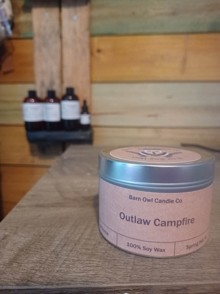 Outlaw Campfire Soy Candle 8oz Handmade Poured w/ All Natural Soy Wax