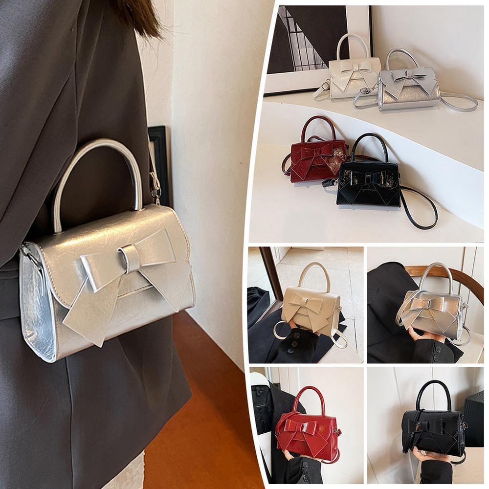 Bow Design Shoulder Bag PU Leather Fashion Handbag Casual Tote for Women#~Ç