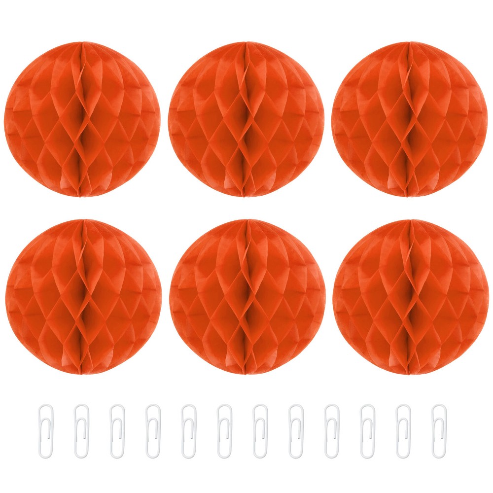 6Pcs Paper Pom-Poms Balls 8 Inch Paper Tissue Flower Ball for Party Orange