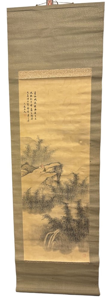 Landscape Hanging Scroll Traditional Japanese Artwork Used