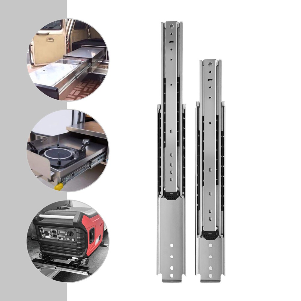 56-Inch Heavy-Duty Galvanized Drawer Slides with Silver Finish