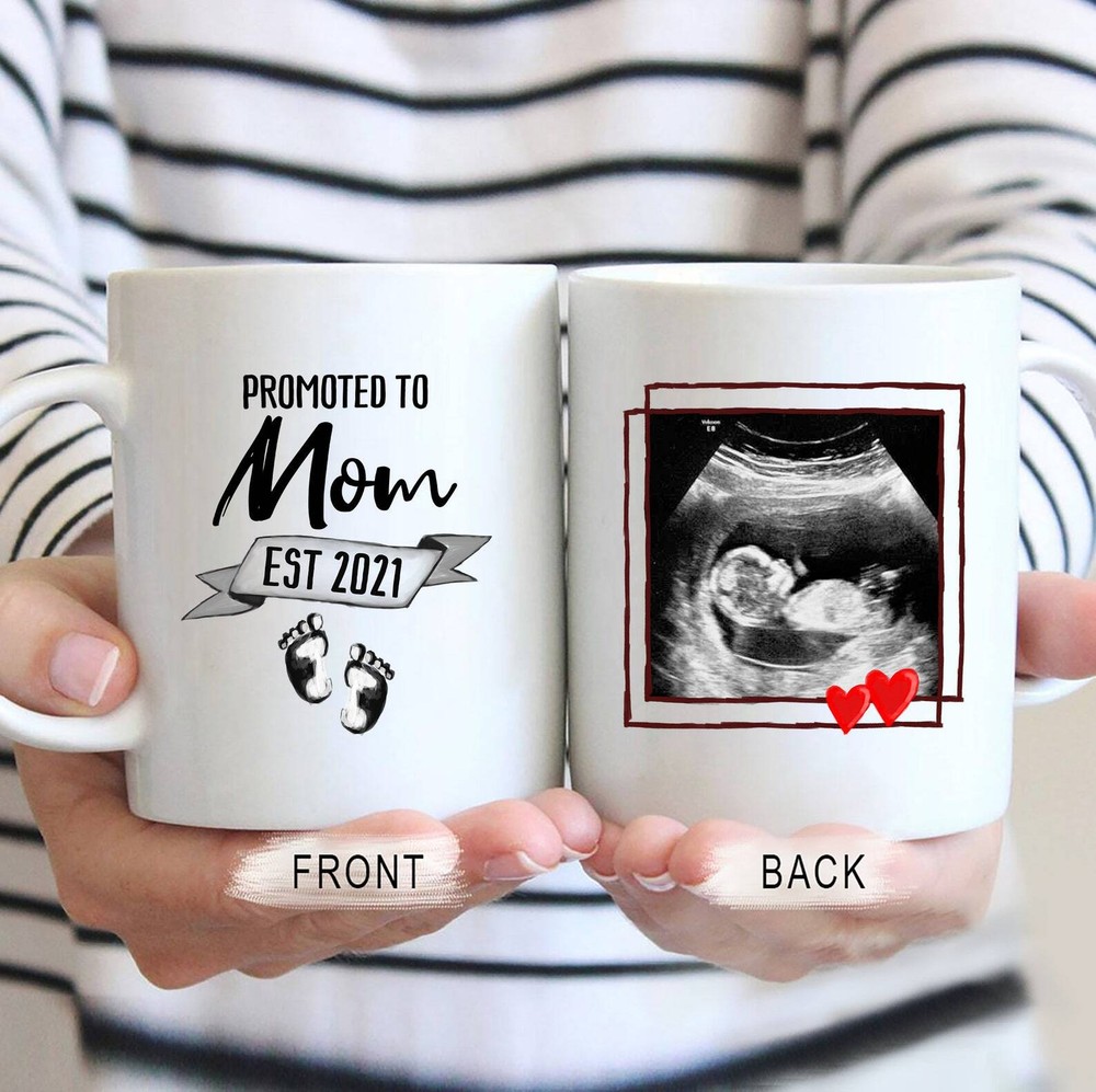 Promoted To Mom Mug Personalized Ultrasound Gift Custom Pregnancy Announcement